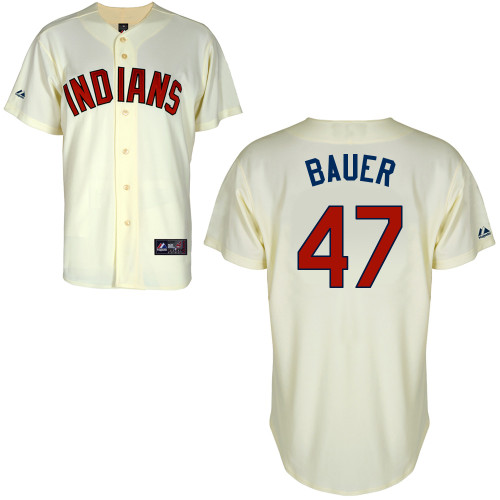Trevor Bauer #47 mlb Jersey-Cleveland Indians Women's Authentic Alternate 2 White Cool Base Baseball Jersey